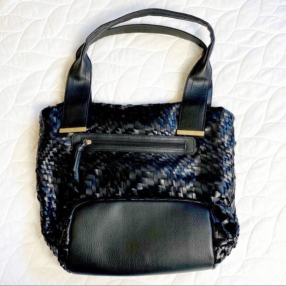 Braciano - Black Vegan Leather Woven Tote - Picture 2 of 9